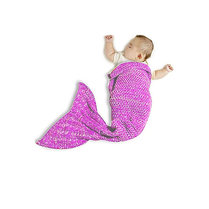 Одеяло тип русалка JUP BLNK-MERM, Малко, 90см, За бебе, Розов меланж