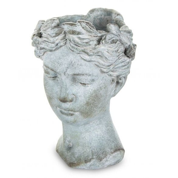 Ghiveci forma cap femeie, gri 18x19x27 cm