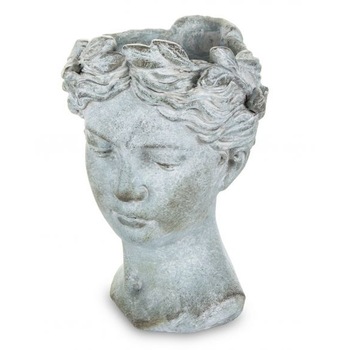 Ghiveci forma cap femeie, gri 18x19x27 cm Ghiveci forma cap femeie, gri 18x19x27 cm