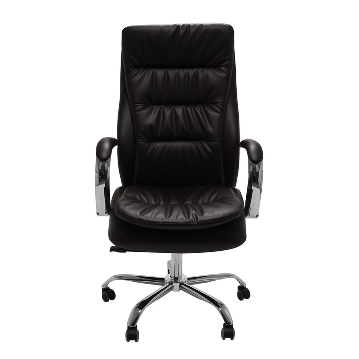 Scaun birou directorial construit intr-un stil clasic si elegant, rotativ, culoare maro inchis