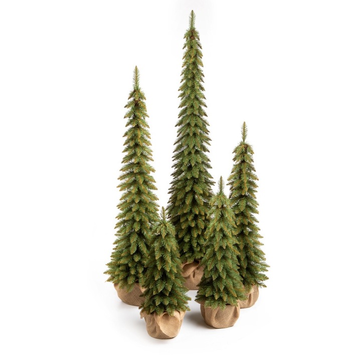 Brad artificial Slim,180 cm, 366 crengute, suport inclus, Ego Interiors