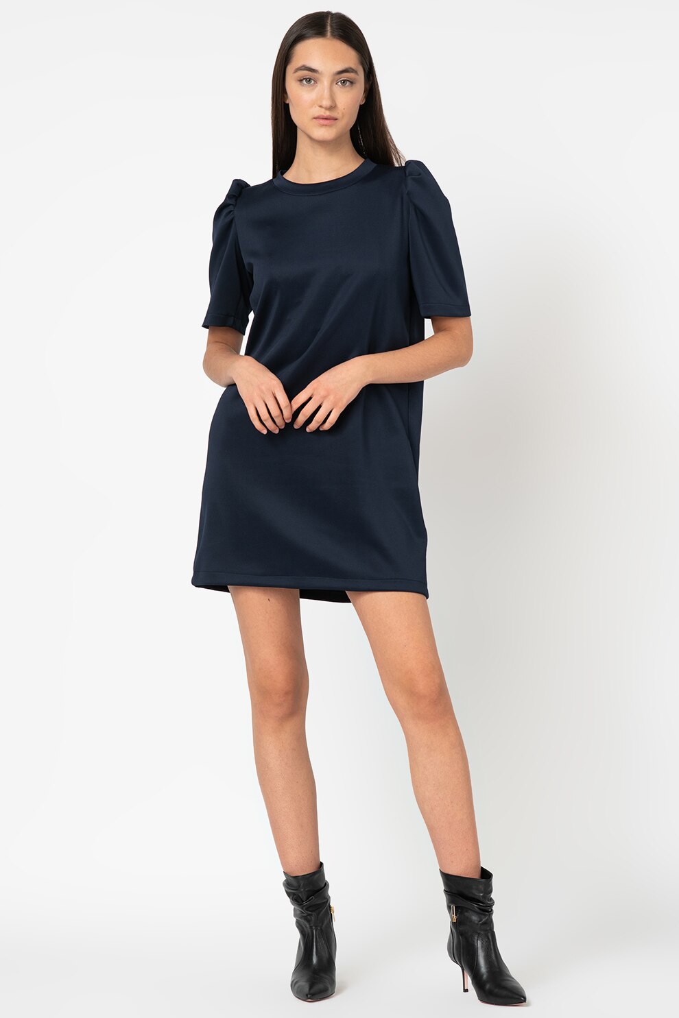 Antonia M, Rochie mini cu maneci bufante, Bleumarin
