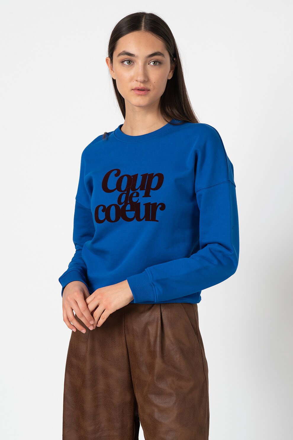 Antonia M, Bluza sport cu aplicatie text, Albastru