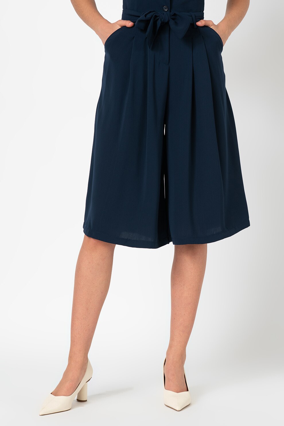 Antonia M, Pantaloni trei sferturi cu croiala ampla, Bleumarin, S