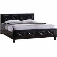 Pat matrimonial piele ecologica neagra 160x200 Bavy