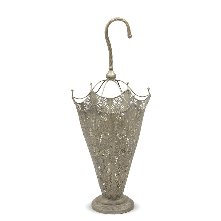 Suport metalic forma umbrela, auriu antichizat, 33x82 cm
