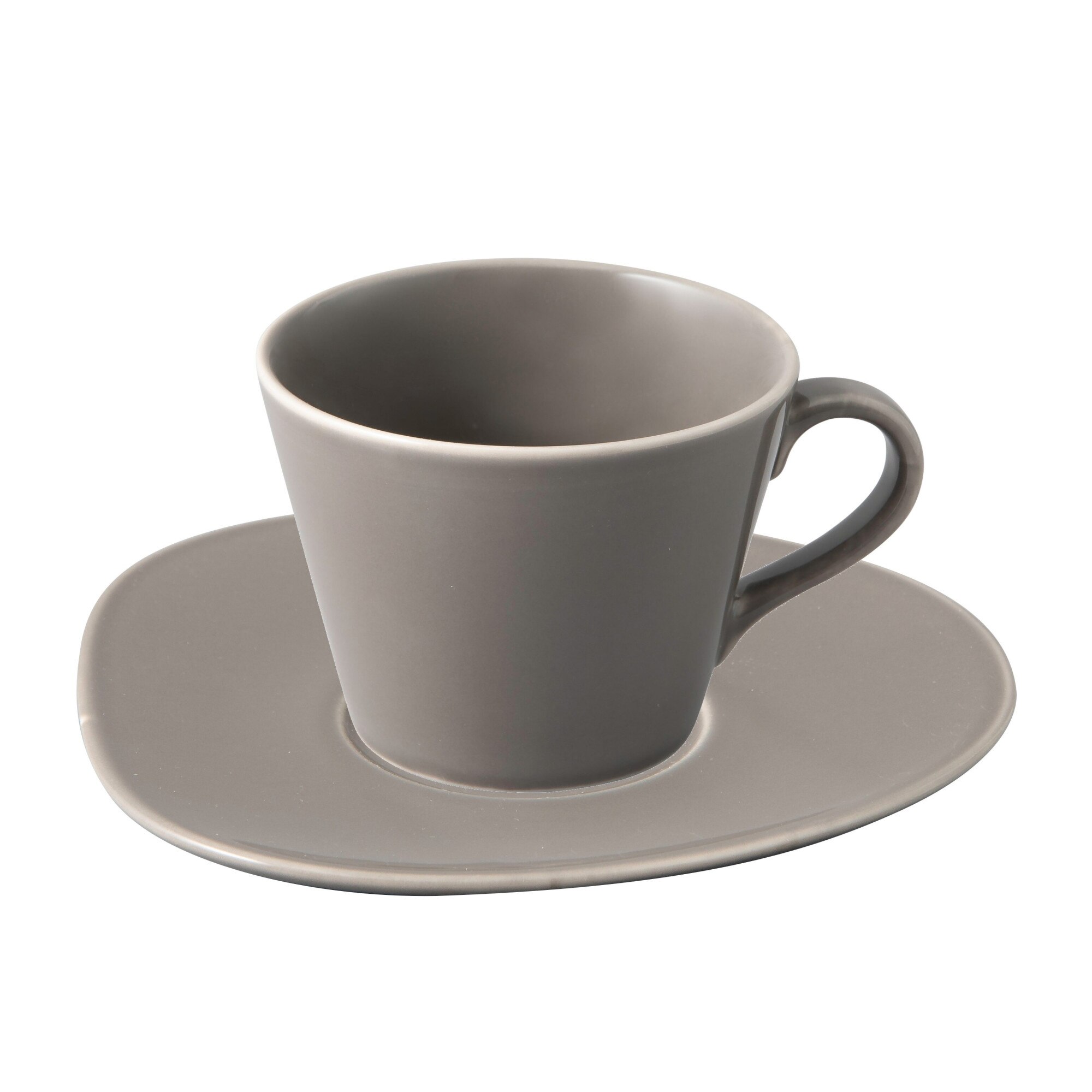 Ceasca 0.27 l cu farfurie pentru cafea 17.5x16cm Orgamic Taupe, Villeroy&Boch