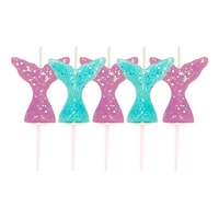 Set 5 Lumanari tort coada de sirena cu suport