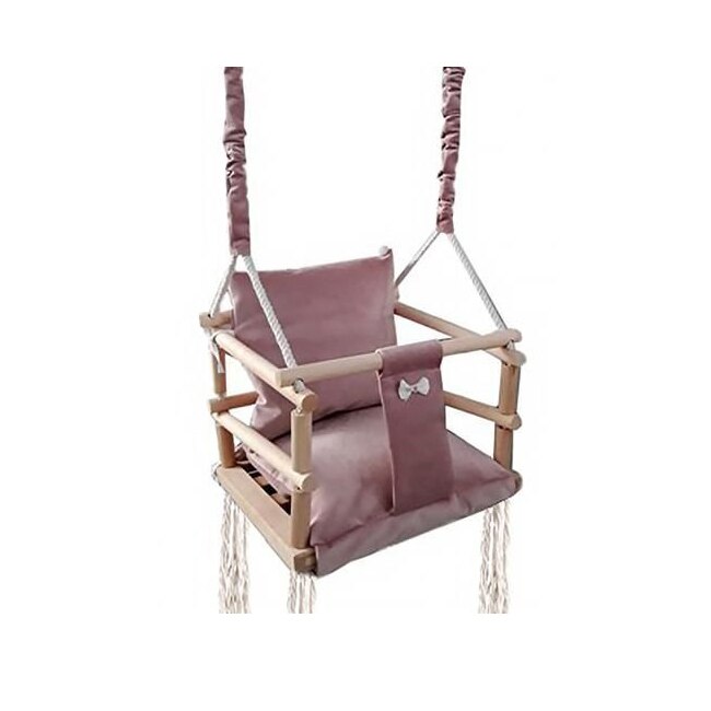 Leagan din lemn pentru copii si bebelusi 3in1, capacitate 30kg, roz