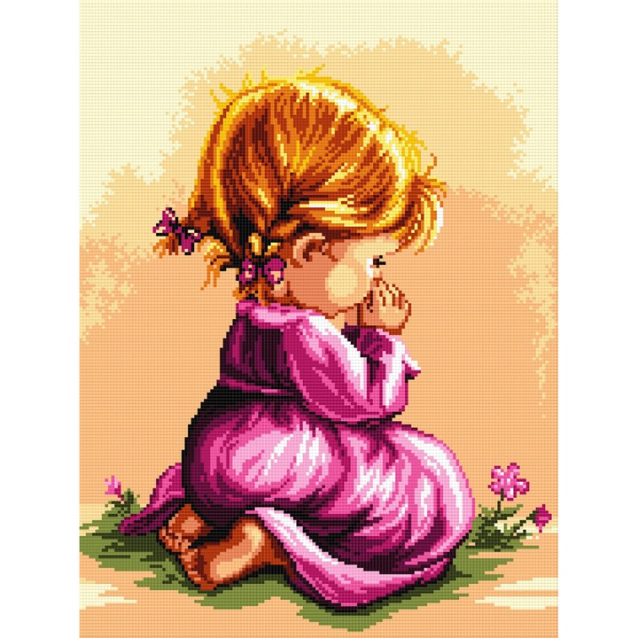 Goblen Dina , Hudemas , kit cu diagrama alb negru , 15x20cm