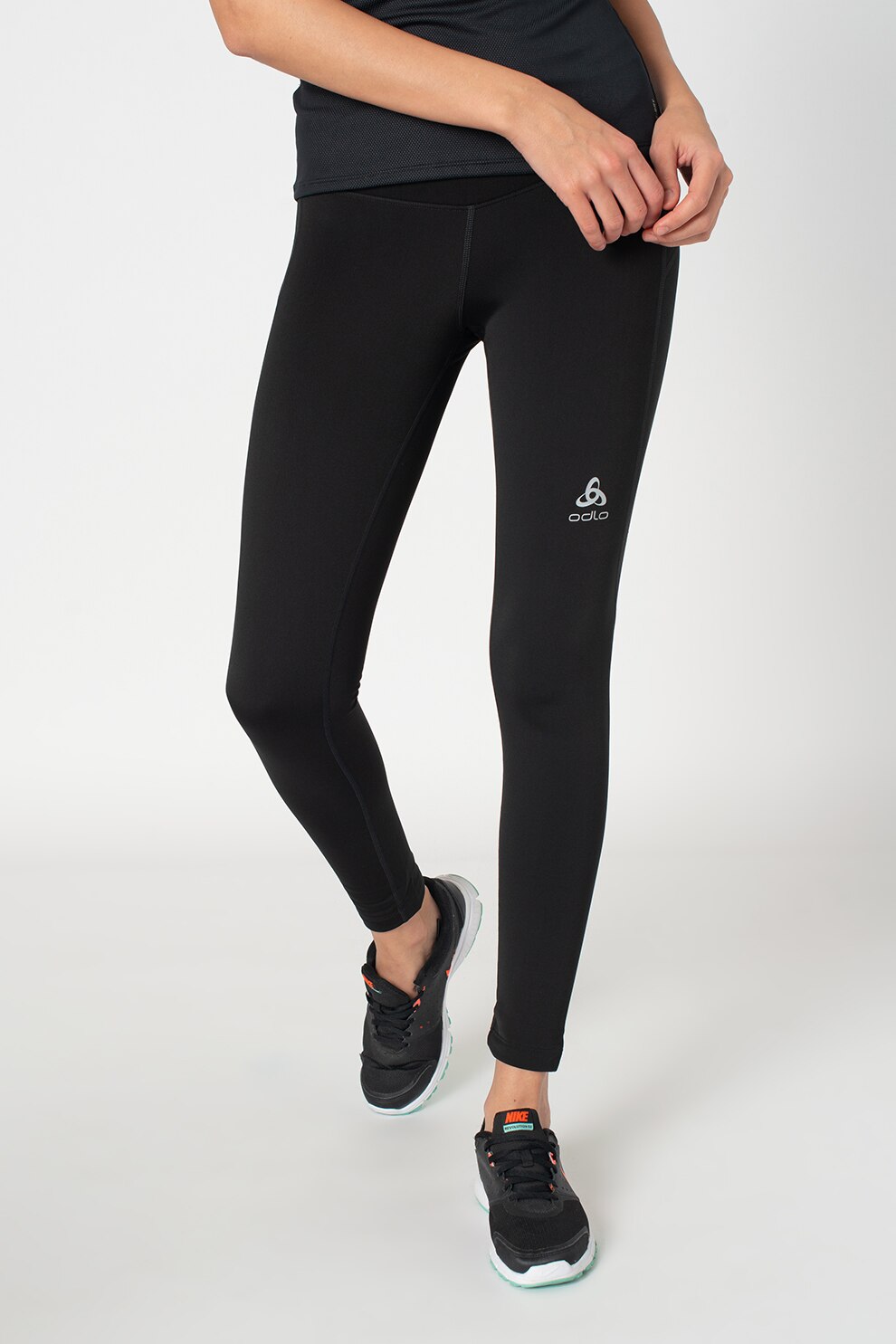 Odlo, Colanti cu detaliu logo pentru alergare Element Warm, Negru, S