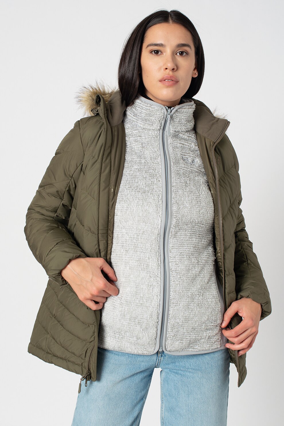 Jack Wolfskin, Jacheta cu umplutura de puf, pentru drumetii Selenium Bay, Verde militar