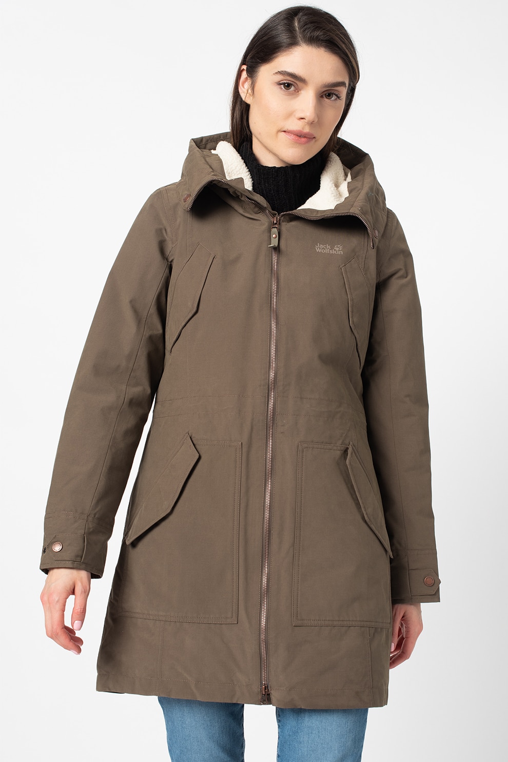 Jack Wolfskin, Geaca parka impermeabila Rocky Point, Verde feriga, S