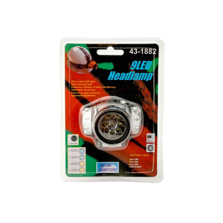Lanterna cu LED pentru cap, 9 leduri