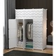 Модулен пластмасов гардероб с метална конструкция, D3246W, Бял цвят, 147 x 110 x 37 cm