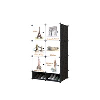 Dulap modular din plastic cu schelet metalic, D3252N, culoare Alb / Negru, 129 x 75 x 37 cm