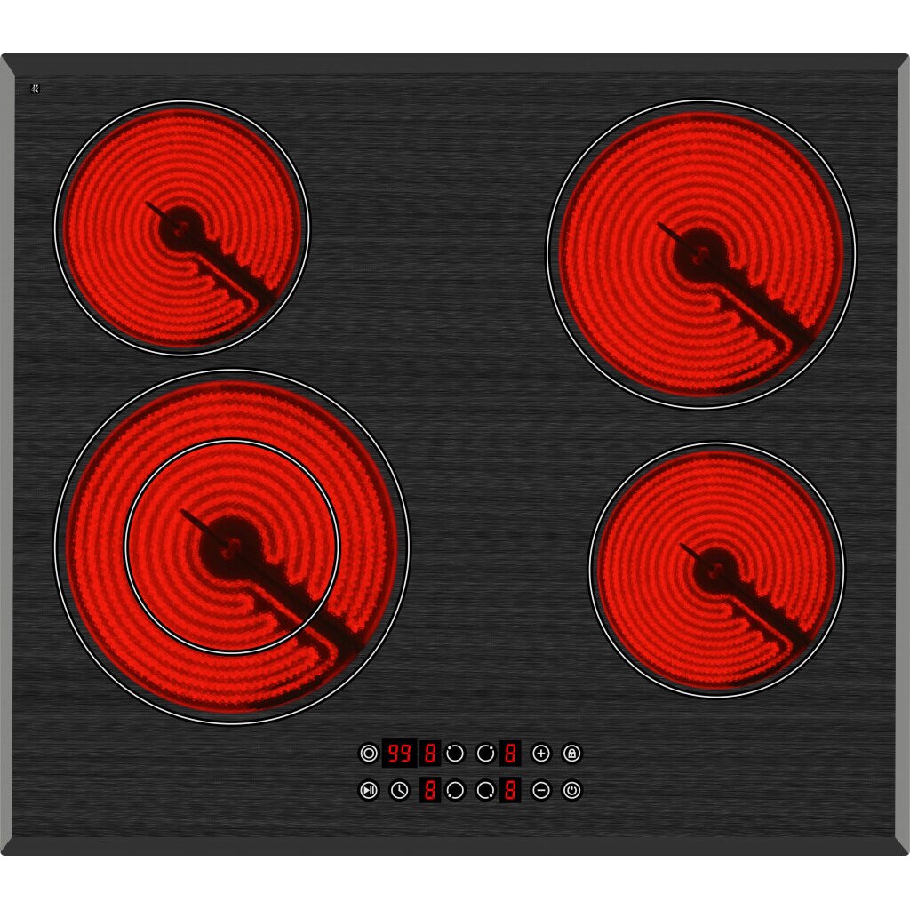 Plita incorporabila vitroceramica Arielli ACH-644BE, Electric, 4 zone de caldura, Control touch, Negru