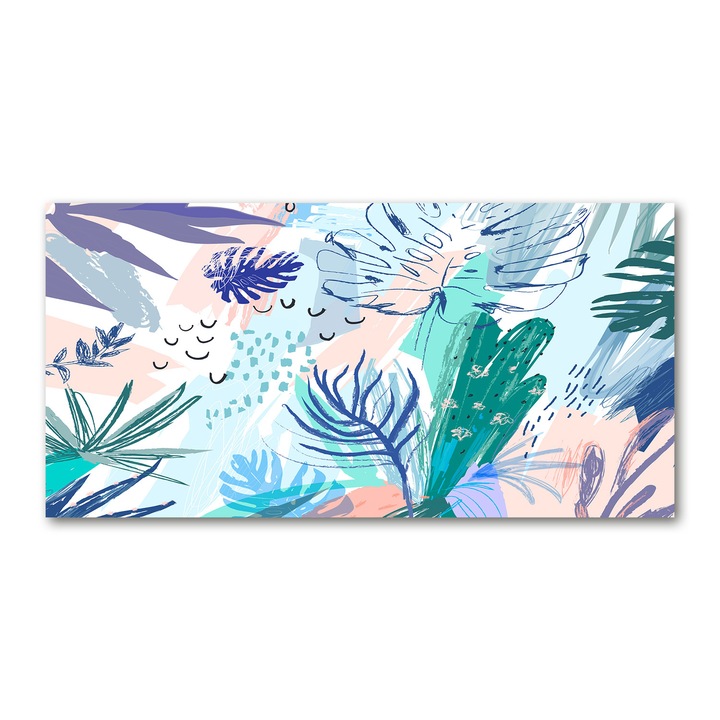 Pictura pe panza, Dimensiune: 140 cm x 70 cm, Decorarea peretilor - Frunze tropicale