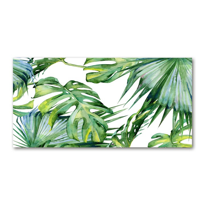 Vászon festmény, 100x50 cm, Fali dekoráció, Tropical Leaves, 010030010010000006652