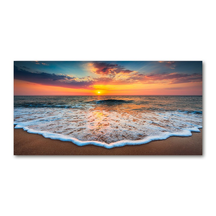 Pictura pe panza, Dimensiune: 140 cm x 70 cm, Decorarea peretilor - Apus de soare la mare