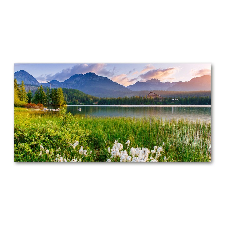 Pictura pe panza, Dimensiune: 140 cm x 70 cm, Decorarea peretilor - Lacul la munte