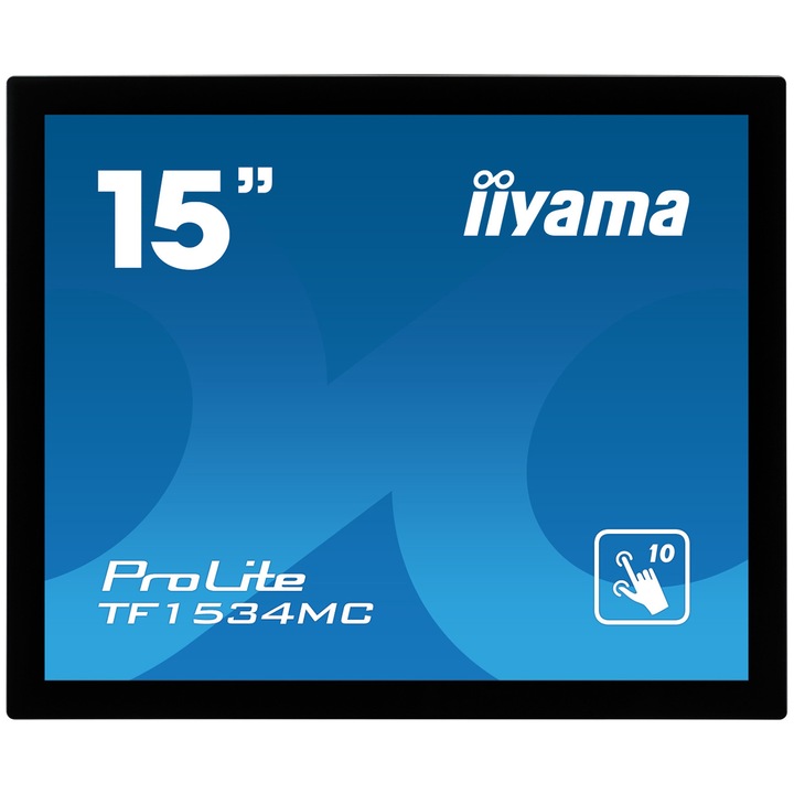 Monitor LED érintőképernyő iiyama ProLite 15", TN, XGA, VGA, DVI, fekete, TF1534MC-B1X