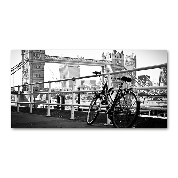 Vászon festmény, Tulup, 140x70 cm, Fali dekoráció, Bringázz a londoni, Szürke, 010030010100000008228