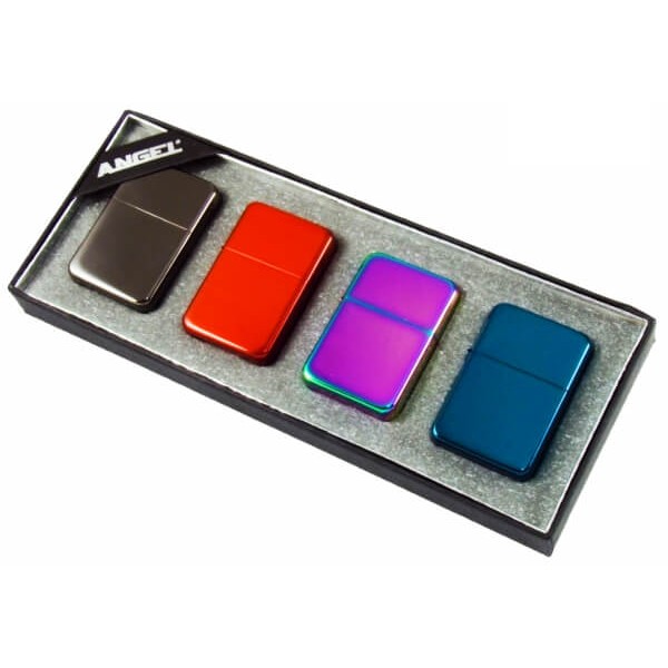 Set colectie 4 Brichete metalice Angel cu benzina, multicolor