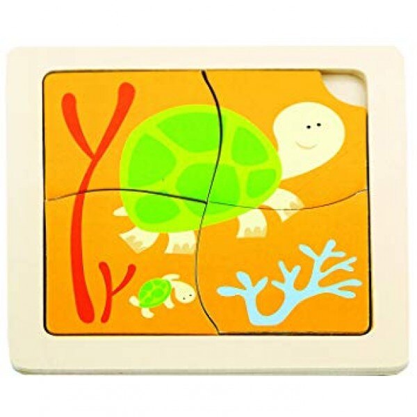 Puzzle Manere, Viga, Broasca Testoasa, Lemn, Verde, Portocaliu, Wonderland