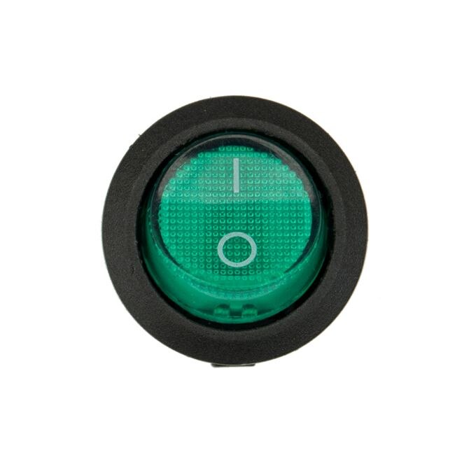 Intrerupator auto rotund, 20Ah 12V cu 2 pozitii, diametrul de 20 mm, verde