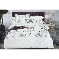 Lenjerie de pat 2 persoane, 6 piese, 2 fete, Finet, Pucioasa, Biciclete si Inimioare