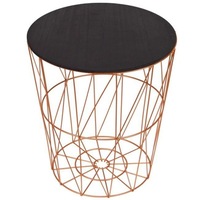 Masuta cafea rotunda, cadru metalic aramiu si blat negru, inaltime 40 cm