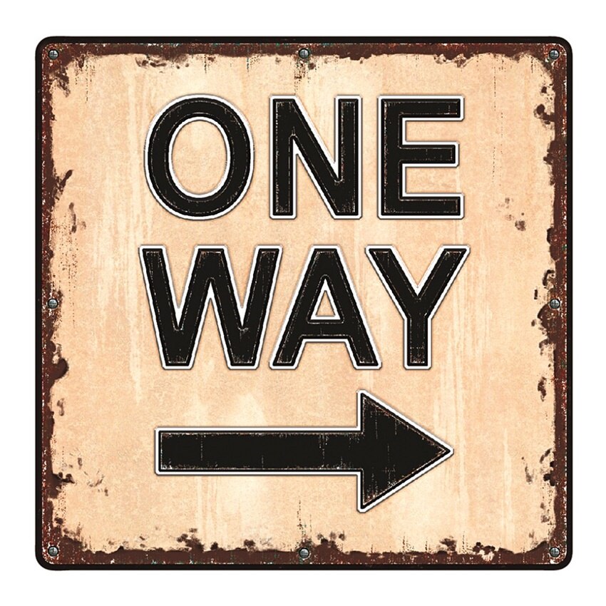 Sticker plastic tip panou metalic vintage - One Way, 18 x 23 cm