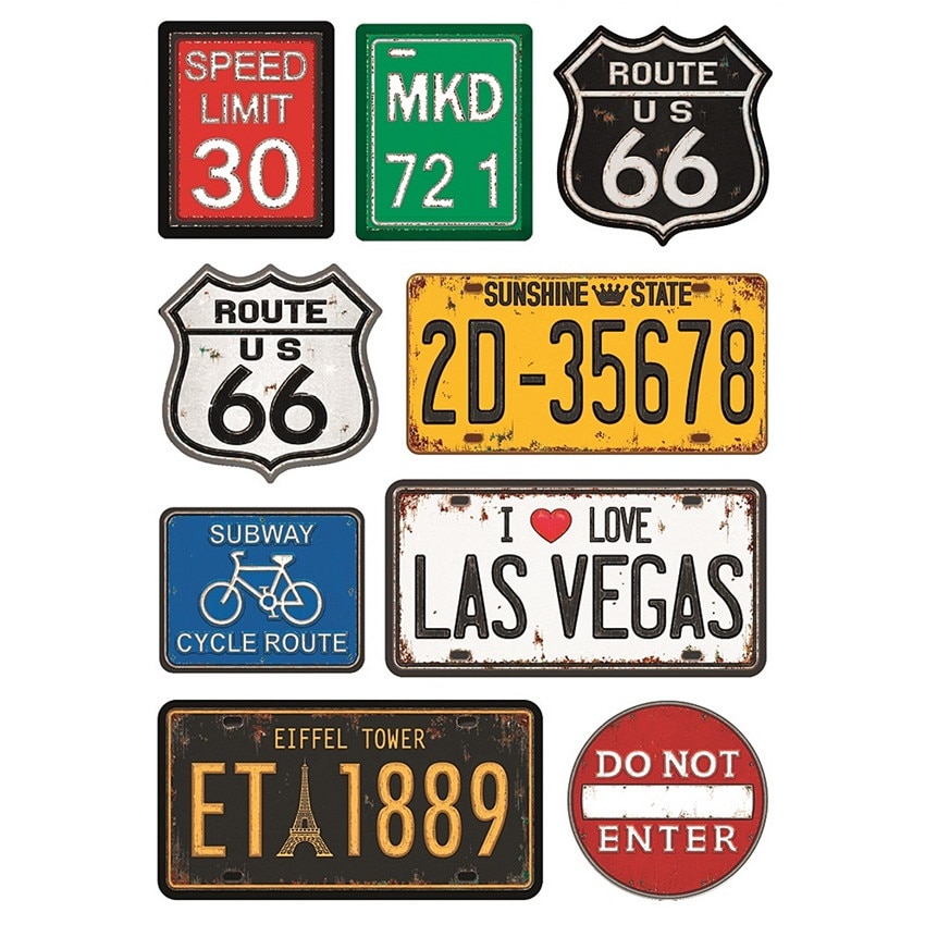 Set 9 stickere tip indicatoare SUA, 25 x 42 cm