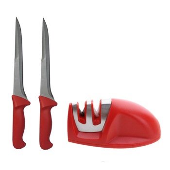 Set macelar format din 2 cutite profesionale pentru macelarie AGL 32 cm, lama dubla ascutita si aparat manual pentru ascutit pe 2 nivele de intensitate Set macelar format din 2 cutite profesionale pentru macelarie AGL 32 cm, lama dubla ascutita si aparat manual pentru ascutit pe 2 nivele de intensitate