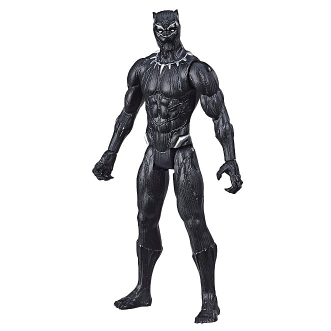 Figurina erou tip Avengers Marvel, Black Panther, culoare negru, articulatii flexibile, iluminare led, dimensiune 15 cm