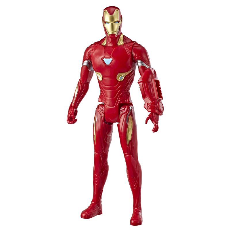 Figurina erou tip Avengers Marvel, Iron Man, culoare rosu, articulatii flexibile, iluminare led, dimensiune 15 cm