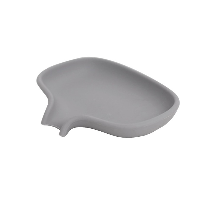 Suport sapun cu scurgere Bosign, Silicon, 13.5x10.5x2.5 cm, Gri