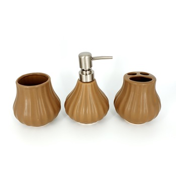 Set savoniera baie 3 piese ceramic ,maro Set savoniera baie 3 piese ceramic ,maro