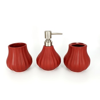 Set savoniera baie 3 piese ceramic ,rosu Set savoniera baie 3 piese ceramic ,rosu