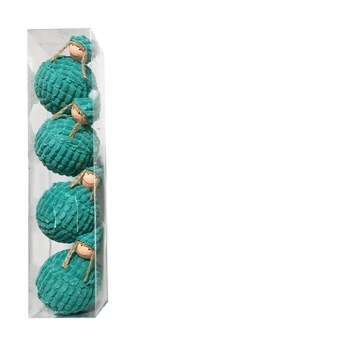 Set 4 globuri in forma de figurine, imbracate in catifea, culoare verde, diametru 10cm Set 4 globuri in forma de figurine, imbracate in catifea, culoare verde, diametru 10cm