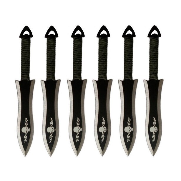Set 6 Cutite De Aruncat Cu Desen Tribal Si Husa De Prindere La Picior 