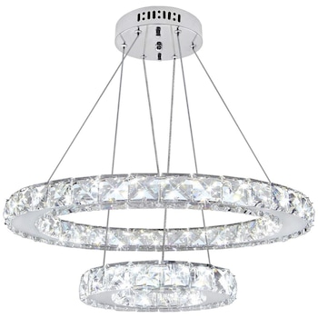 Lustra LED Creative Crystals, 2 Segmente, Candelabru Pendul Lumina Led Rotund, 480 W Lustra LED Creative Crystals, 2 Segmente, Candelabru Pendul Lumina Led Rotund, 480 W
