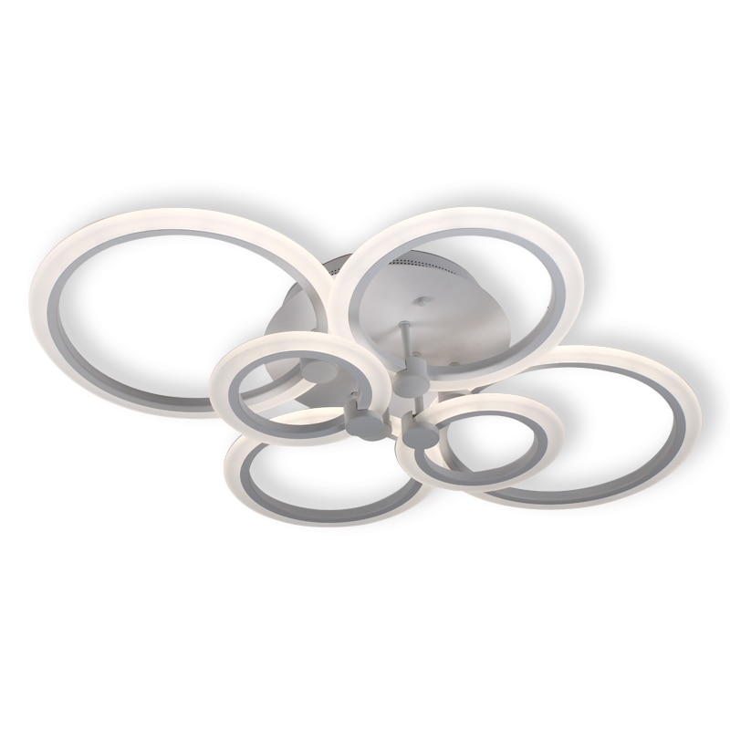 Lustra LED Creative Rings 6 cu Telecomanda, Lumina calda, rece, naturala si Intensitate reglabila, 160W