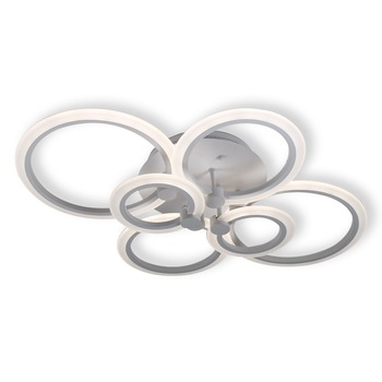 Lustra LED Creative Rings 6 cu Telecomanda, Lumina calda, rece, naturala si Intensitate reglabila, 160W Lustra LED Creative Rings 6 cu Telecomanda, Lumina calda, rece, naturala si Intensitate reglabila, 160W