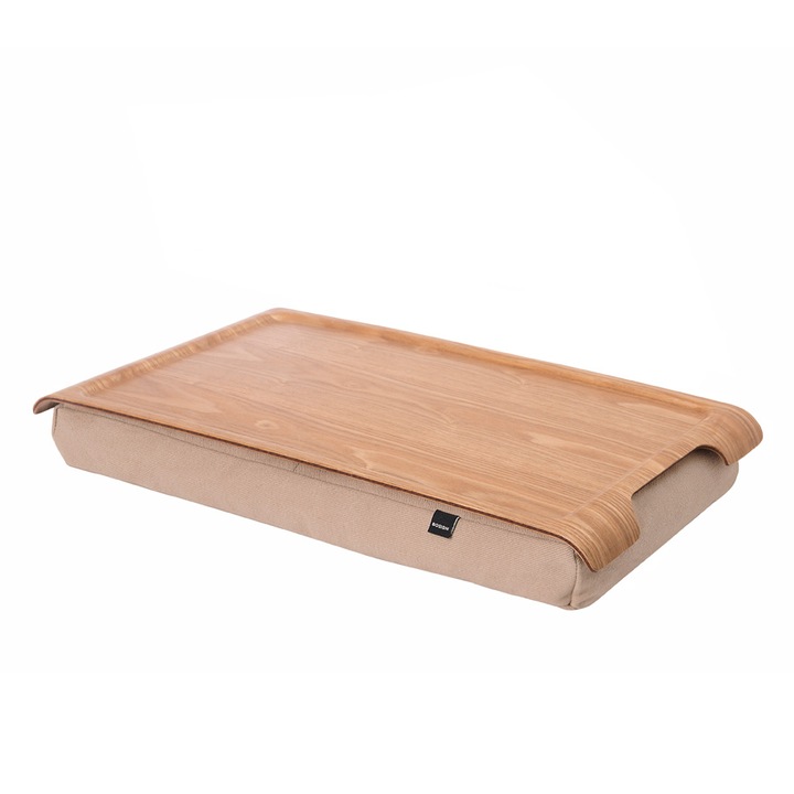 Stand laptop Bosign, Mini Laptray, Lemn de salcie, Bumbac, Suprafata lacuita, 43x23x6.5 cm, Maro