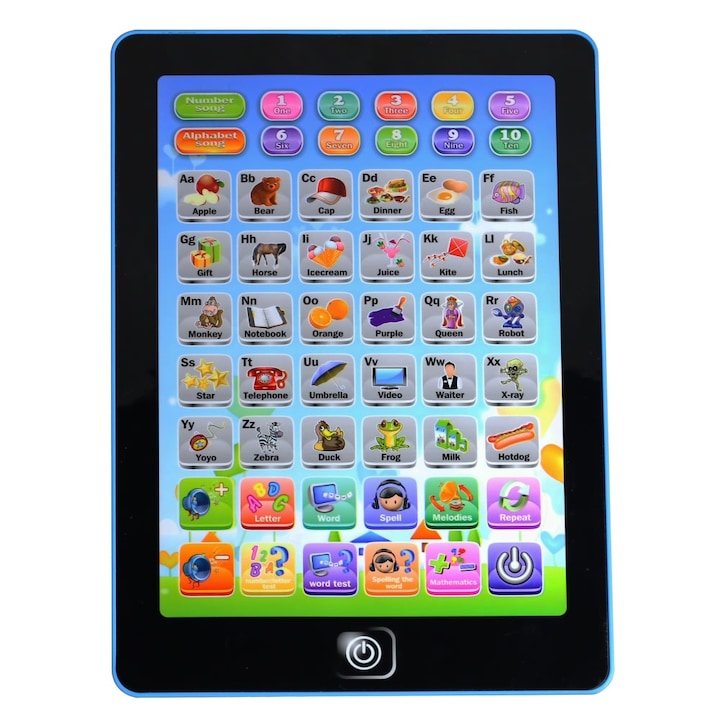 Tableta interactiva cu scop educational pentru copii, distractiva, in limba engleza, culoare negru/verde