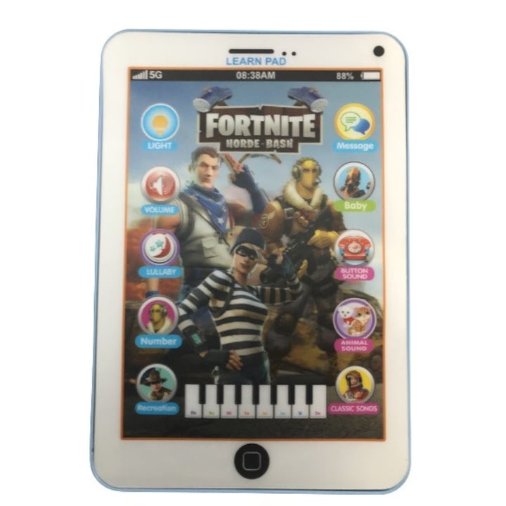 Tableta interactiva 7D cu sunete, Fortnite, distractiva, limba engleza, 20 cm
