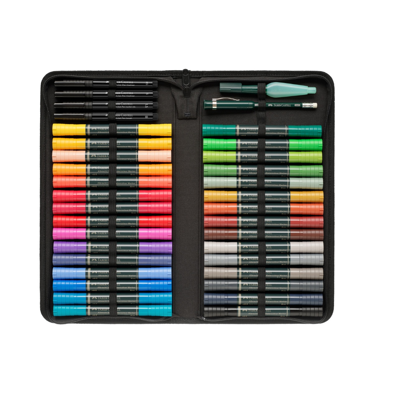Set 30 Markere Solubile A Durer + 4 Pitt Artist Pens + Perfect Pencil + Pensula Faber-Castell