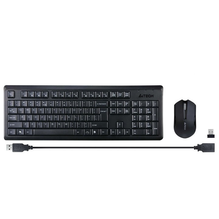 Kit wireless A4TECH 4200N, Negru, USB